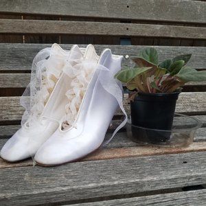 Women's Shoes Satin - Off white - Satin - Lace up